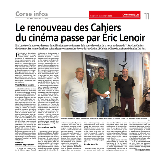 Le renouveau des Cahiers du Cinéma passe par Eric Lenoir