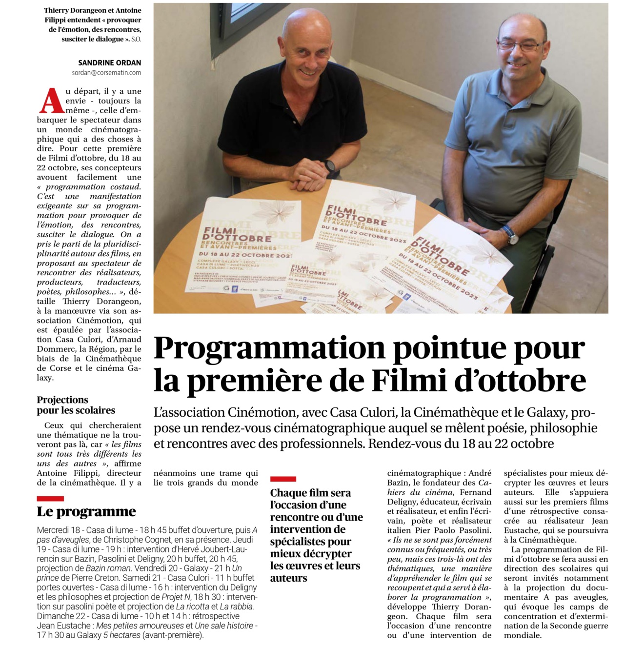 Première de filmi d'ottobre Première de filmi d'ottobre