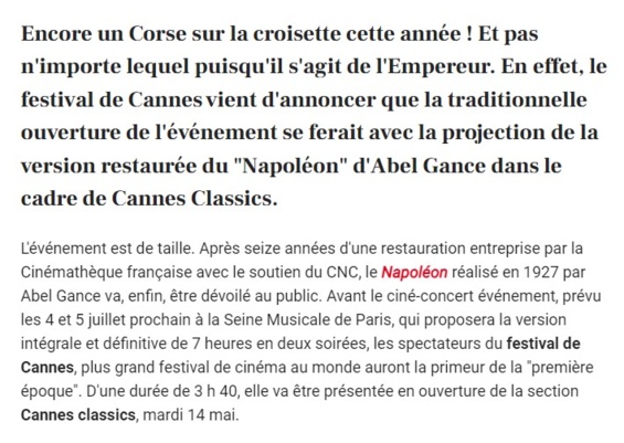 Festival de Cannes • Napoléon "restauré"