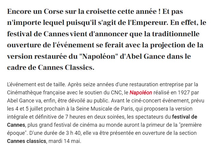 Festival de Cannes : le Napoléon 