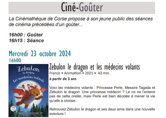Ciné-Goûter Oct-Nov-Décembre 2024