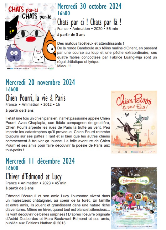 Ciné-Goûter Oct-Nov-Décembre 2024