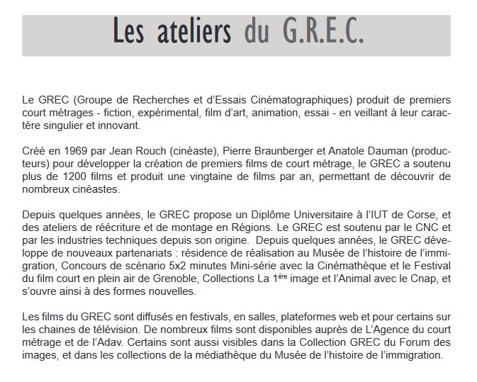 GREC • Soirée de présentation • 5/11 • 20h30