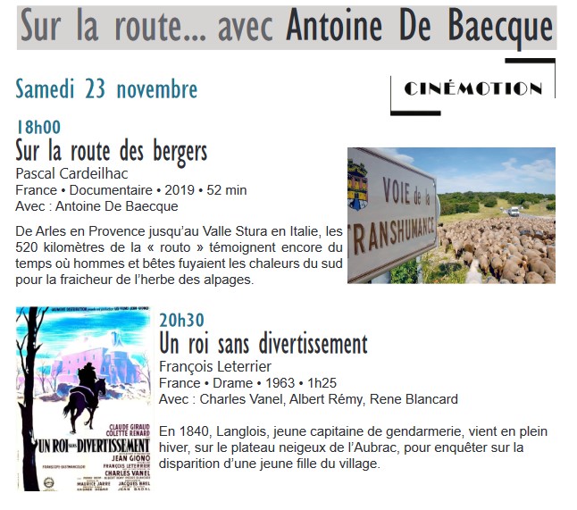 Soirée en présence d'Antoine De Baecque•23/11 