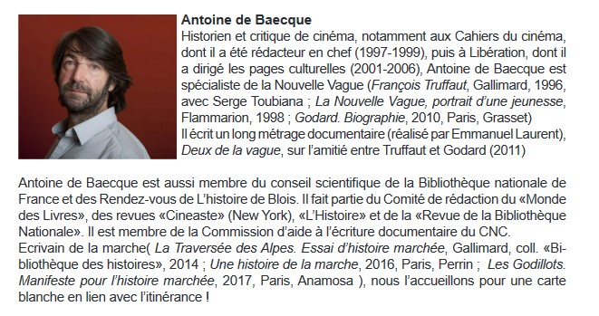 Soirée en présence d'Antoine De Baecque•23/11 