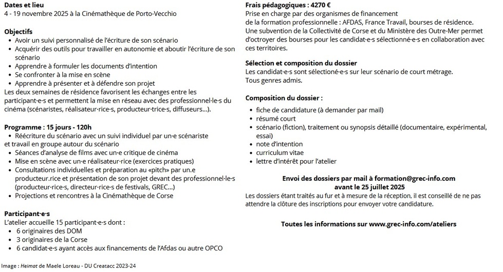 Appel à candidatures-Atelier-résidence du GREC 