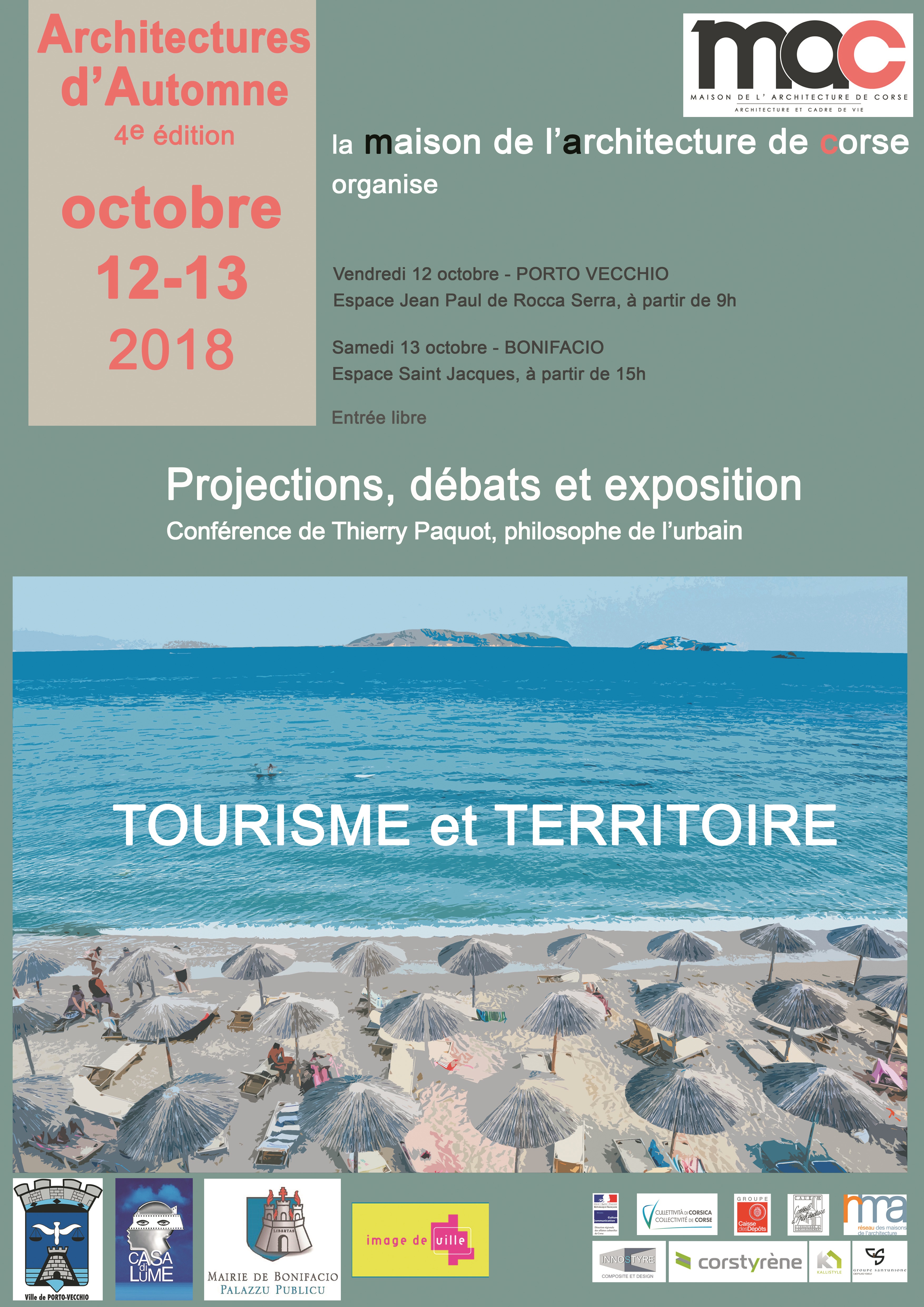 Architectures d’Automne 4'ème Edition. le 12 octobre à Porto-Vecchio,à la Cinémathèque de Corse et le 13 Octobre à Bonifacio,Espace Saint Jacques. Entrée Libre.