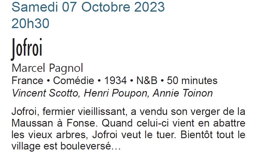 Soirée d'ouverture le 7 octobre 2023