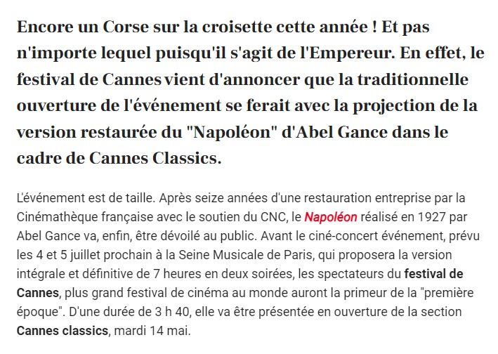 Festival de Cannes • Napoléon "restauré" Festival de Cannes • Napoléon "restauré"