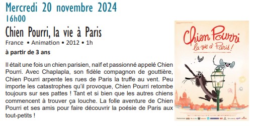 Ciné-Goûter • 20 Novembre à 16h00 •