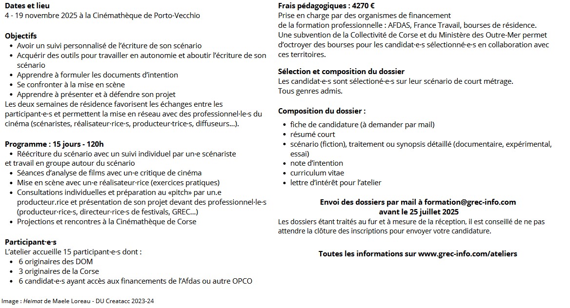 Appel à candidatures-Atelier-résidence du GREC 