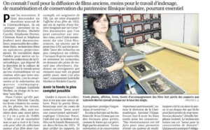 "Plongée dans l'antre de la Cinémathèque de Corse"- Article de Sandrine Ordan paru le 13 novembre 2019 dans le Corse Matin.