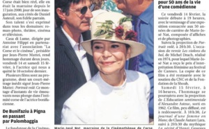 "L'hommage de la Cinémathèque à l'actrice Marie-José Nat."  Article de Dominique Landron paru le 12 février 2020 sur le Corse Matin.